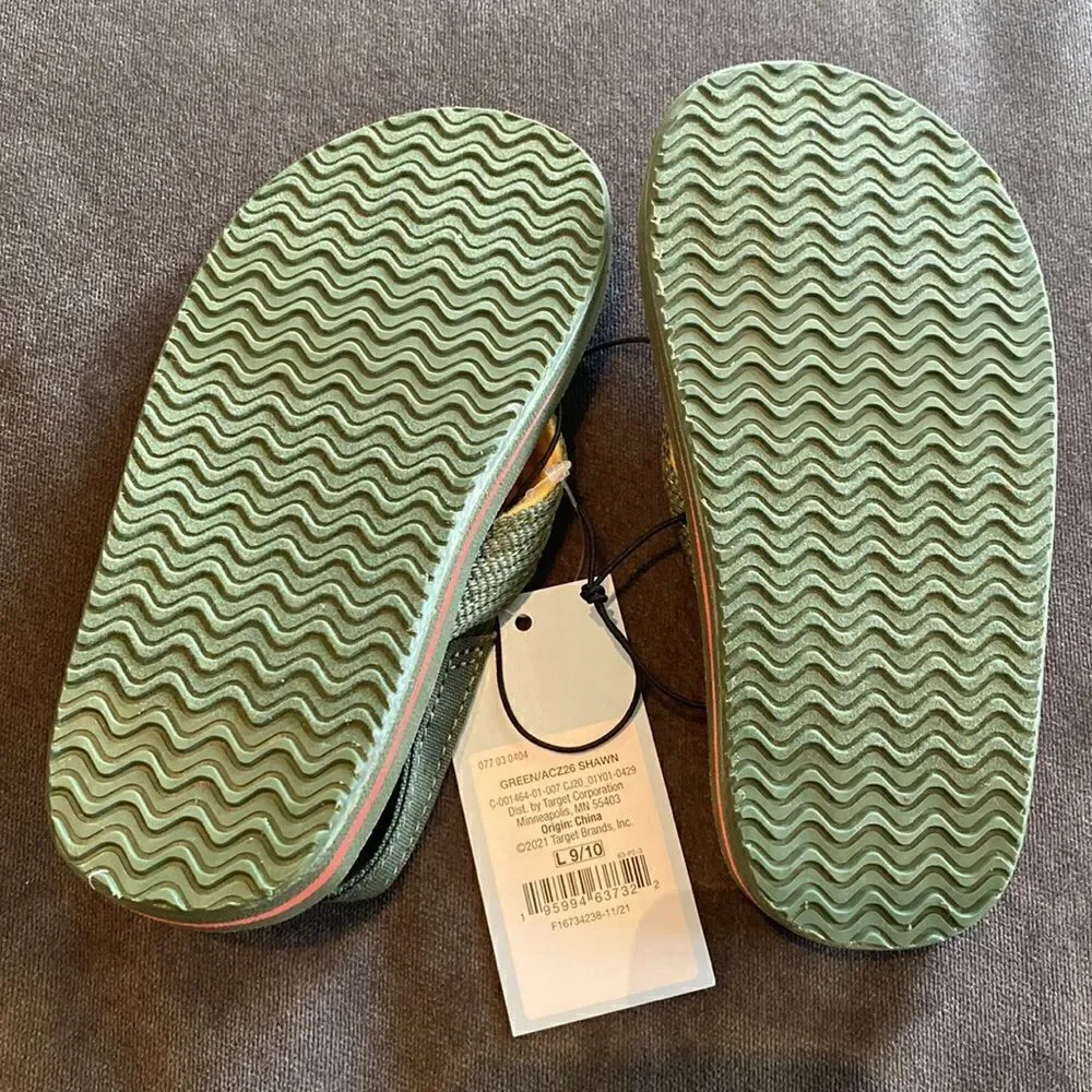 Kids Little Boy Dinosaur Flip Flops Green Size L (9/10)